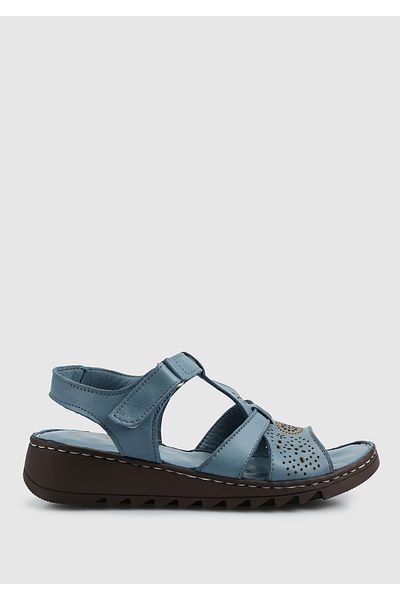 Eclipse Blue Leather Women's Comfort Sandals