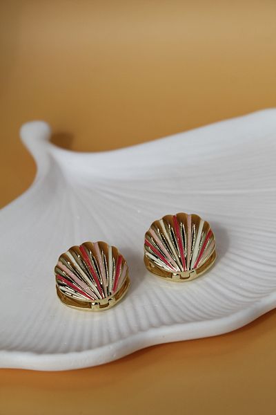 Luvix Design Colorful Striped Double-Sided Seashell Earrings