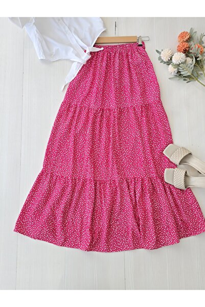 Nefs Viscose Colorful Floral Patterned Skirt