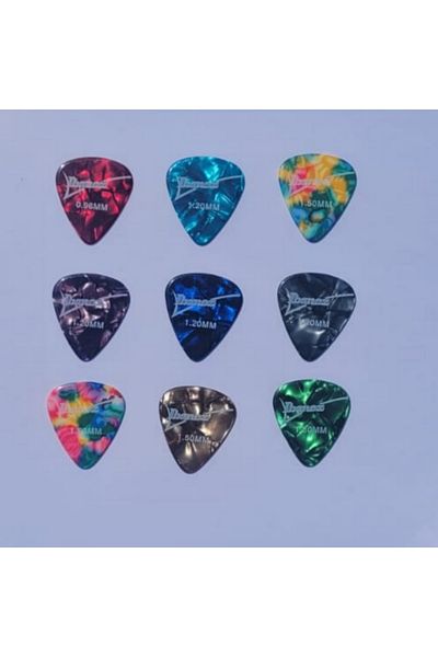 IBANEZ Multi-Colored Mixed Pearlescent Picks 9 Pieces (Thick)