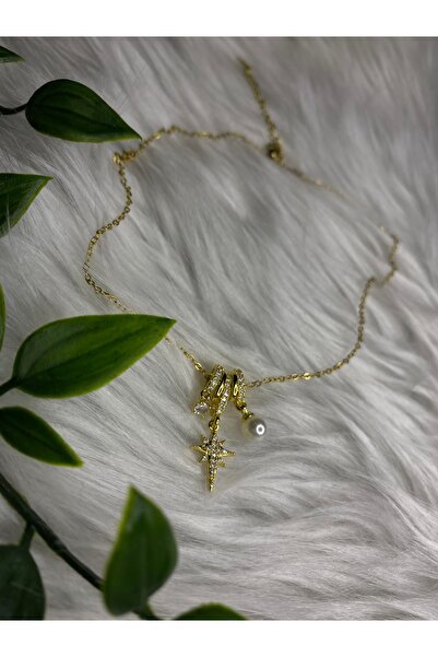 Çelik Gold Charmlı Kuzey Yıldızı Kolyesi