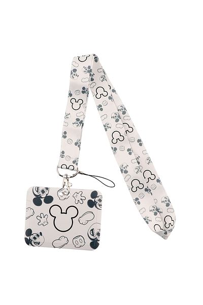 Disney 19 Stitch Mickey Lanyard For Keys Chain Horizontal style ID Credit Card Cover Pass Mobile Phone Char