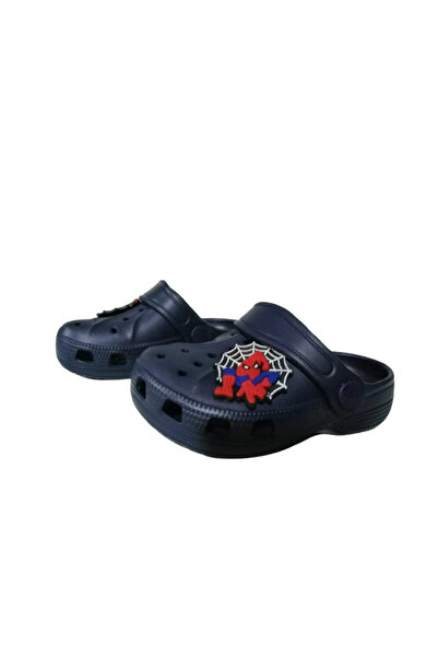 Akım Baby Kids Navy Blue Colored Spiderman - Net Figured Non-Slip Orthopedic Sandals Slippers