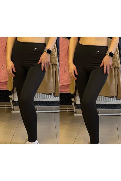 bumerangspor 2 Pack Fitness Leggings - Exile Polyester - Black