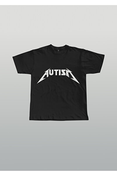 EVIus Oversize Autism Baskılı Bisiklet Yaka T-Shirt
