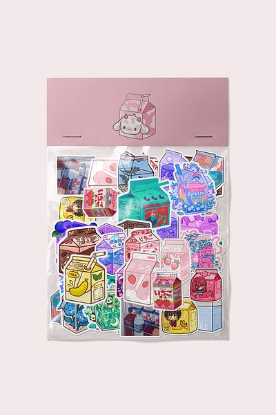 dadi ramba Milk Pack Sticker pack - Bullet Journal - Agenda - Planner - Notebook - Laptop Label Sticker