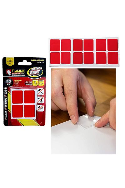 doremodam 2.5 kg Double Sided 12-Piece Silicone Mounting Tape - Transparent