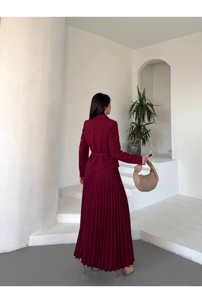 BARG FASHION New Season Belted Jacket Ruffle Skirt Set