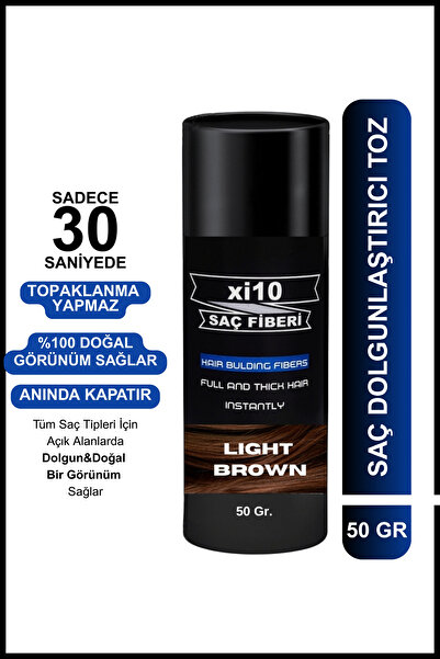 xi10 Saç Dolgunlaştırıcı Açık Kahve Saç Tozu 50 Gr.  Lt Brown Hair Fiber Topik