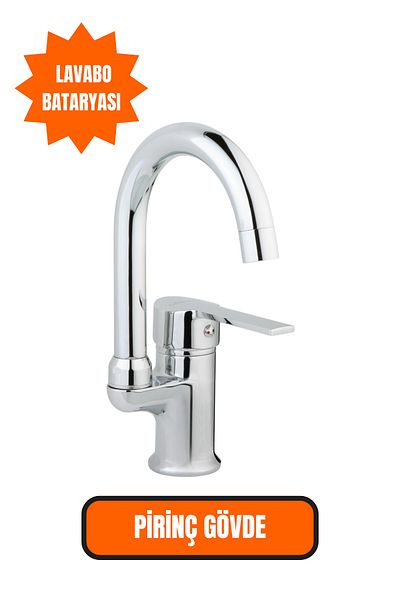 GİVY Counter Top Basin Faucet - 593K Kappa with 22 Ss304 Spout, Brass Body Faucet