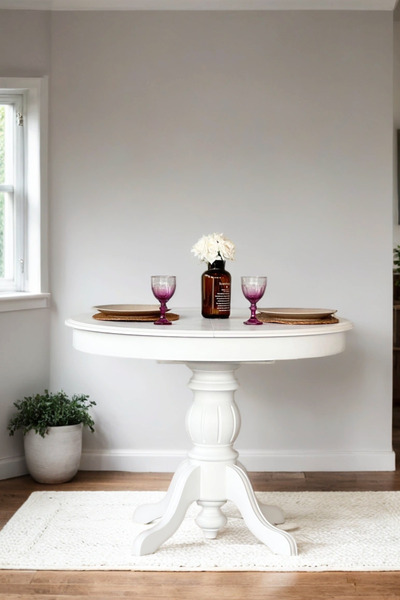 Woodenbend Roma Beyaz Ahşap Açılır Masa 100x100 cm (Açılınca 100x130) Lake, Modern Tasarım