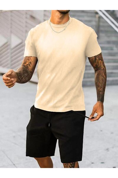 THE WHITE Men's Cotton Fabric Casual T-Shirt