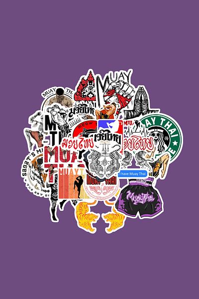 dadi ramba Muay Thai Sticker Pack - Bullet Journal - Agenda - Planner - Notebook - Laptop Sticker Decal