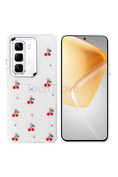 TechTrove İnfinix Hot 50 Pro 4G Kılıf Kabartmalı Desenli Simli Şeffaf A+ Kali...