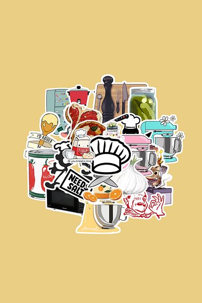 dadi ramba Kitchen Sticker Pack - Bullet Journal - Agenda - Planner - Notebook - Laptop Sticker Decal