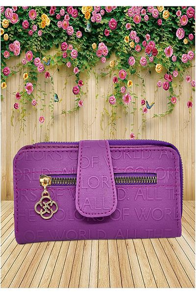 FuryaTedarik Stylish Wallet with Embossed Snap Fastener Front Pocket, Coin and Paper Money Compartment, Card Holder
