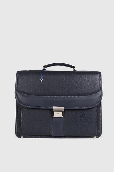 MORCA Navy Blue Lockable Classic Bag: Briefcase and Laptop Carrier
