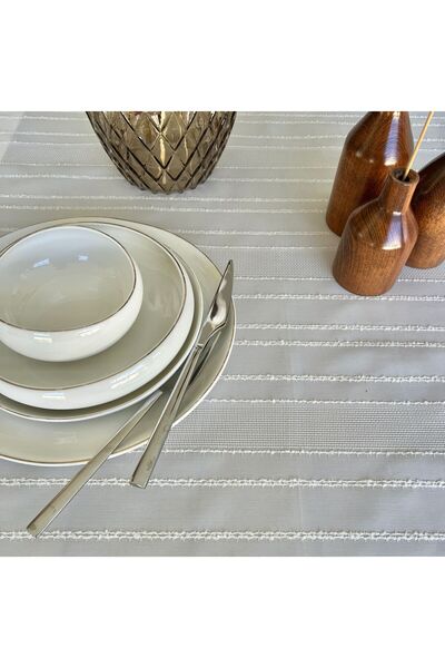 desen izmir Rustic Fabric, New Season Linen Look, Carefree Off-White Table Cloth