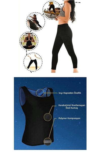ÇERÇİCİ Thermal Sauna Leggings + Athlete Set (Xxl) Neotex Sweat Set