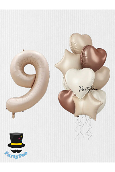 PartyPoo مجموعة بالونات أرقام كريمية مكونة من 4 قطع |   زينة حفلات أعياد المي...