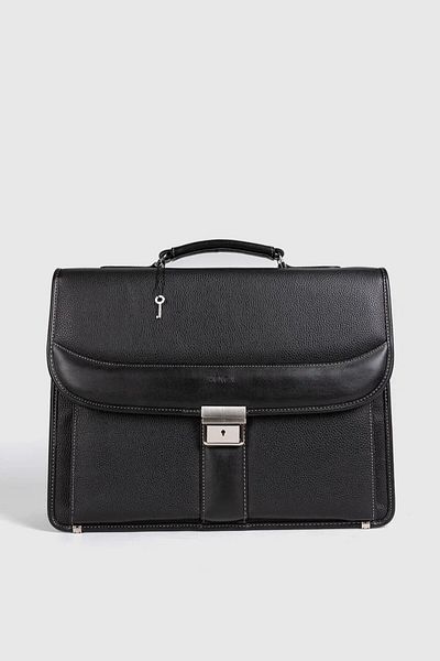 MORCA Classic Briefcase and Laptop Bag with Lock - Black