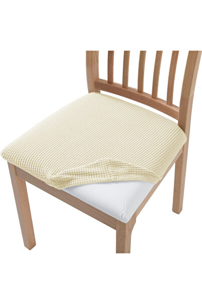 Choice أغطية مقاعد كراسي جاكار مطاطية باللون البيج، قابلة للإزالة والغسل، ومب...