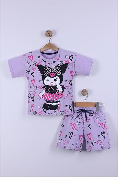 EXTRAÇARŞI Kuromi Printed Girl's Shorts Suit 3/6 Years Old
