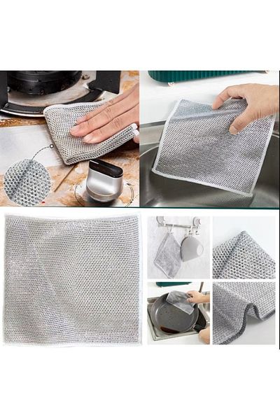 sevgiliatolyemm mutluluk getirmesi dileğiyle 2Pcs Multifunctional Non-Scratch Wire Dishcloth Dishwashing Cloth Steel Wire Dish Towel