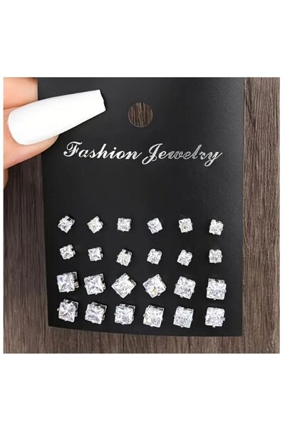 orco ( 48 PARÇA ) 1 SET YUVARLAK & KARE TAŞLI KÜPE SETİ