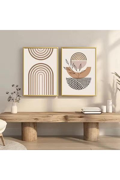 Linacci 2-Piece Gold Metal Framed Bohemian Cream Real Glass Table Set