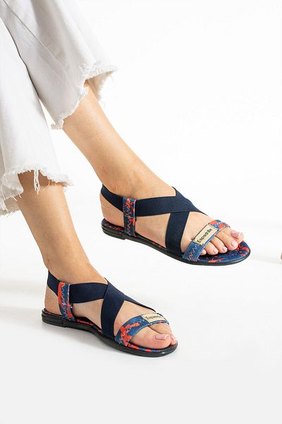 star shoes Sandale de damă din denim portocaliu elastic