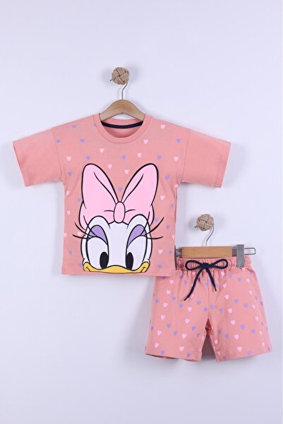 EXTRAÇARŞI Комплект тениска с къси панталони с принт на сърце за момиче 3/6 г...