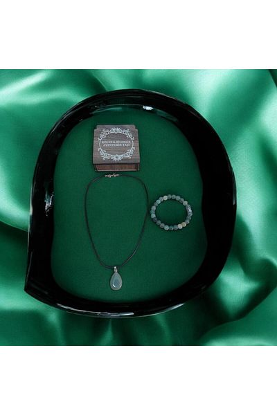 Mithril Club Natural Aventurine Stone Bracelet and Necklace Set