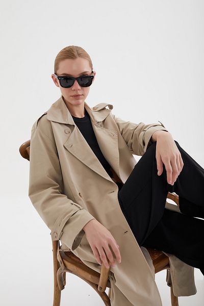 Perryes Women's Belted Epaulette Double Breasted Premium Trench Coat