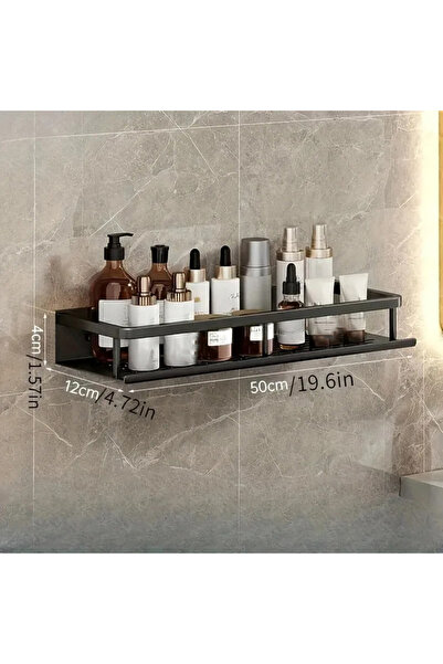Choice 50cm Black Black Bathroom Shower Room Storage Rack Toiletries Shelf St...