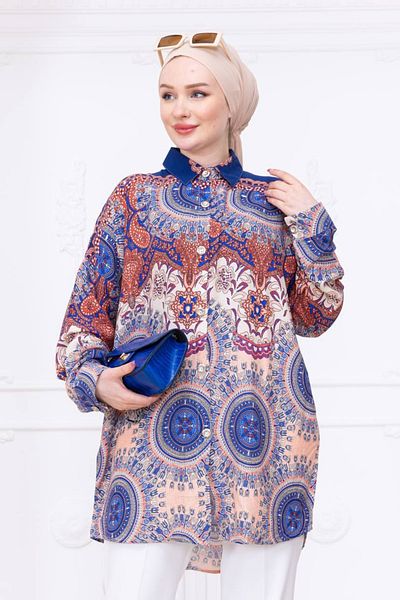Bold Grup Women's Standard Size Patterned Shirt Tunic