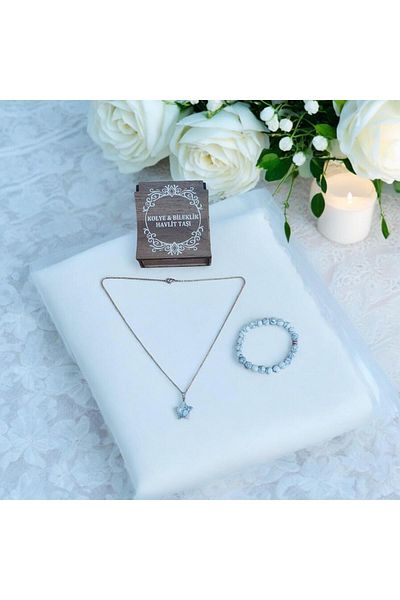 Mithril Club Natural Howlite Stone Bracelet and Necklace Set