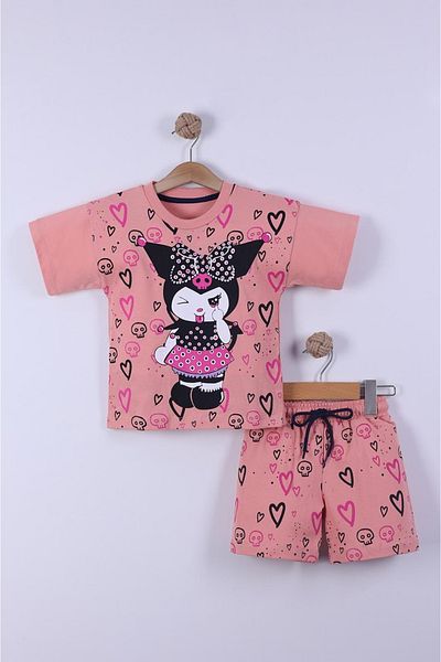 EXTRAÇARŞI Kuromi Printed Girl's Shorts Suit 3/6 Years Old