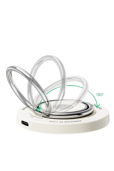 Jeebel | 3-in-1 Magnetic Wireless Charger 18W | USB-C | MagSafe-Compatible | Foldable Stand | White