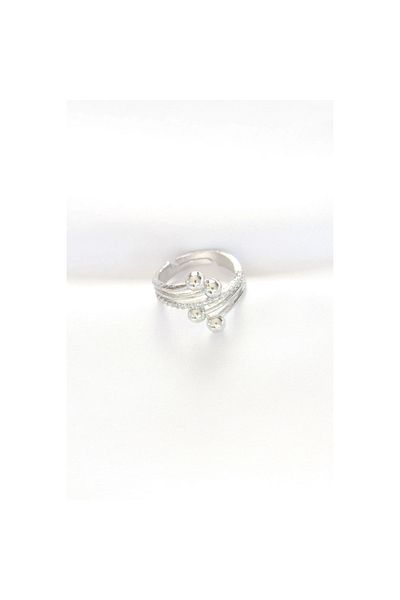 Marsilyan Heel Model Zircon Stone Silver Color Adjustable Ring - Tj-Byk3137