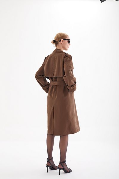 Perryes Women's Belted Epaulette Double Breasted Premium Trench Coat