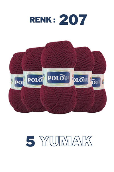 Polosu (5 Adet) Candy Baby %100 Premium Akrilik Bebek Örgü İpliği - 207 - Bordo