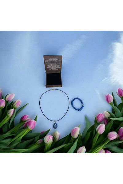 Mithril Club Natural Lapis Lazuli Stone Bracelet and Necklace Set