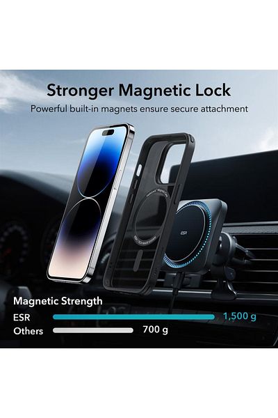 ESR Carcasa ESR Classic Hybrid Halolock MagSafe compatibila cu iPhone 14 Pro Frosted Black