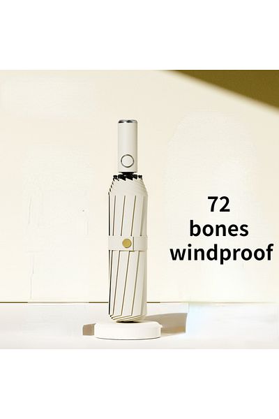 Choice White 72 Bone Super Strong Windproof Automatic Folding Men Umbrella Reinforced Large Rainproof Sun