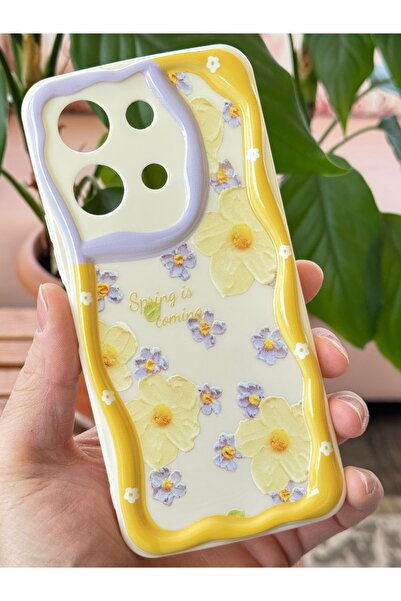 Fibaks Vivo Y36 Case Designed Patterned Camera Protection Daisy Flower Colored Silicone Cover