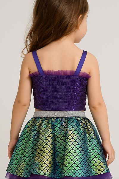SIRRI Girl's Mermaid Costume Shiny Sequin and Sequin Special Design Dress (3-8 Years)