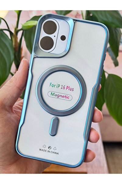 Fibaks Apple iPhone 16 Plus Kılıf Prizma Kamera Çıkıntılı Magsafe Şarj Destekli Mat Renkli Şeffaf Kapak