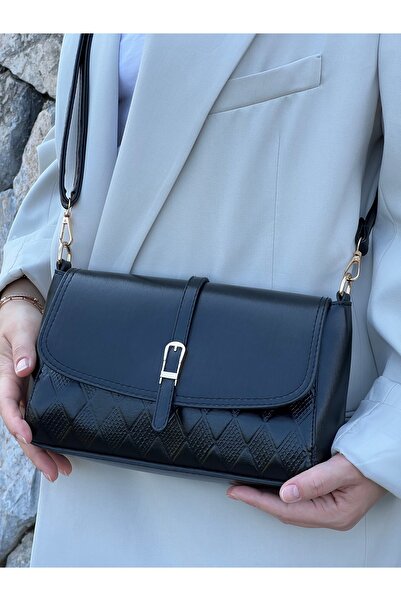 zetus Patterned Stylish Adjustable Strap Black Women's Handbag and Shoulder Bag