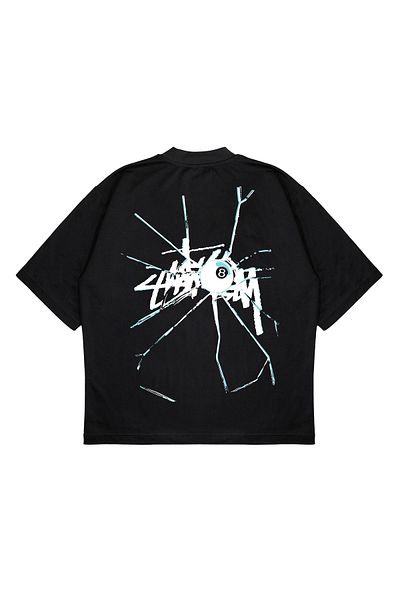PURE EFFECT Μπλουζάκι Unisex BILARDO ΣΠΑΣΜΕΝΟ ΓΥΑΛΙ Με στάμπα Boxy Fit Χοντρό ύφασμα